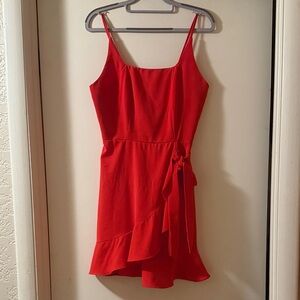 Altar’d State Red Wrap Dress with Ruffle Hem